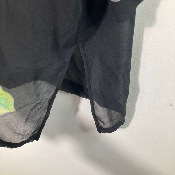 Womens Drapers & Damons Silk Floral Kimono Cover Black Multicolored 1X - Picture 6 of 7